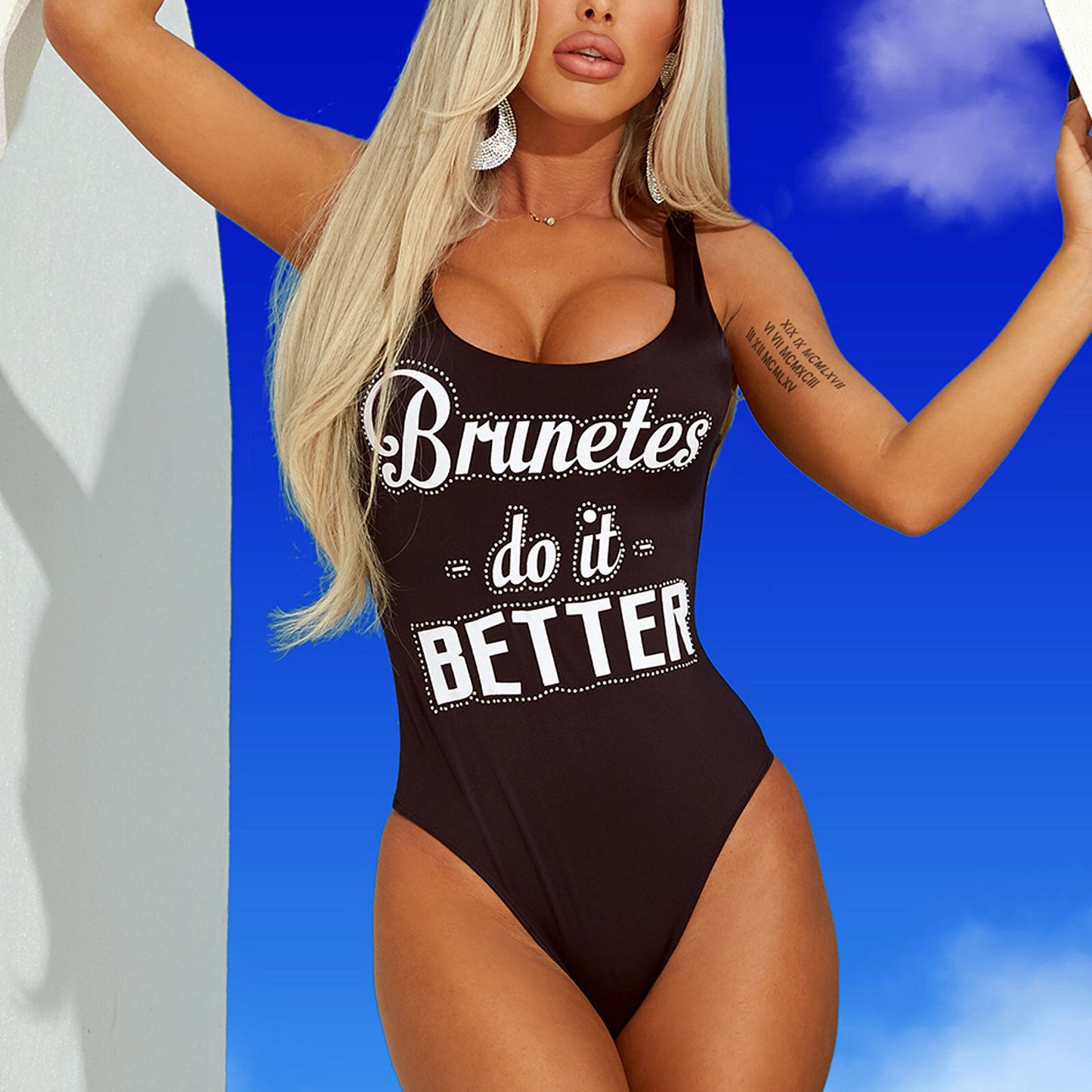Mexton Damen Badeanzug Swimsuit Bodysuit Print Brunettes Rot XS S M