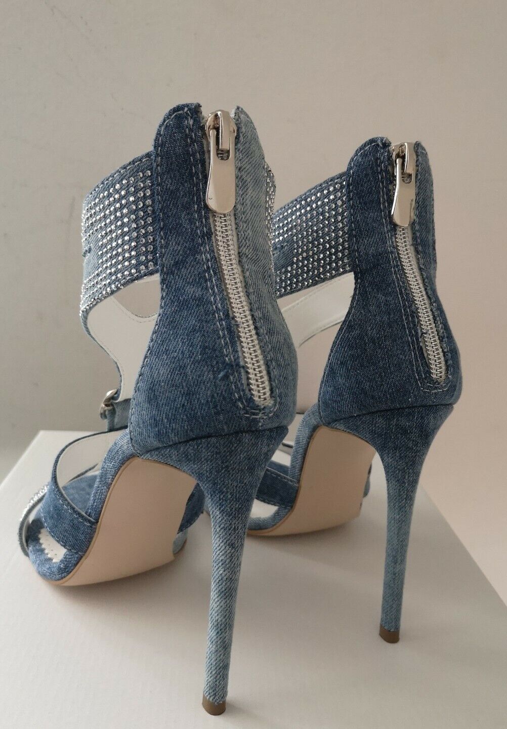 By Alina Mexton Jeans Sandalen Stilettos Peep Toes High Heels Sandaletten 36-38